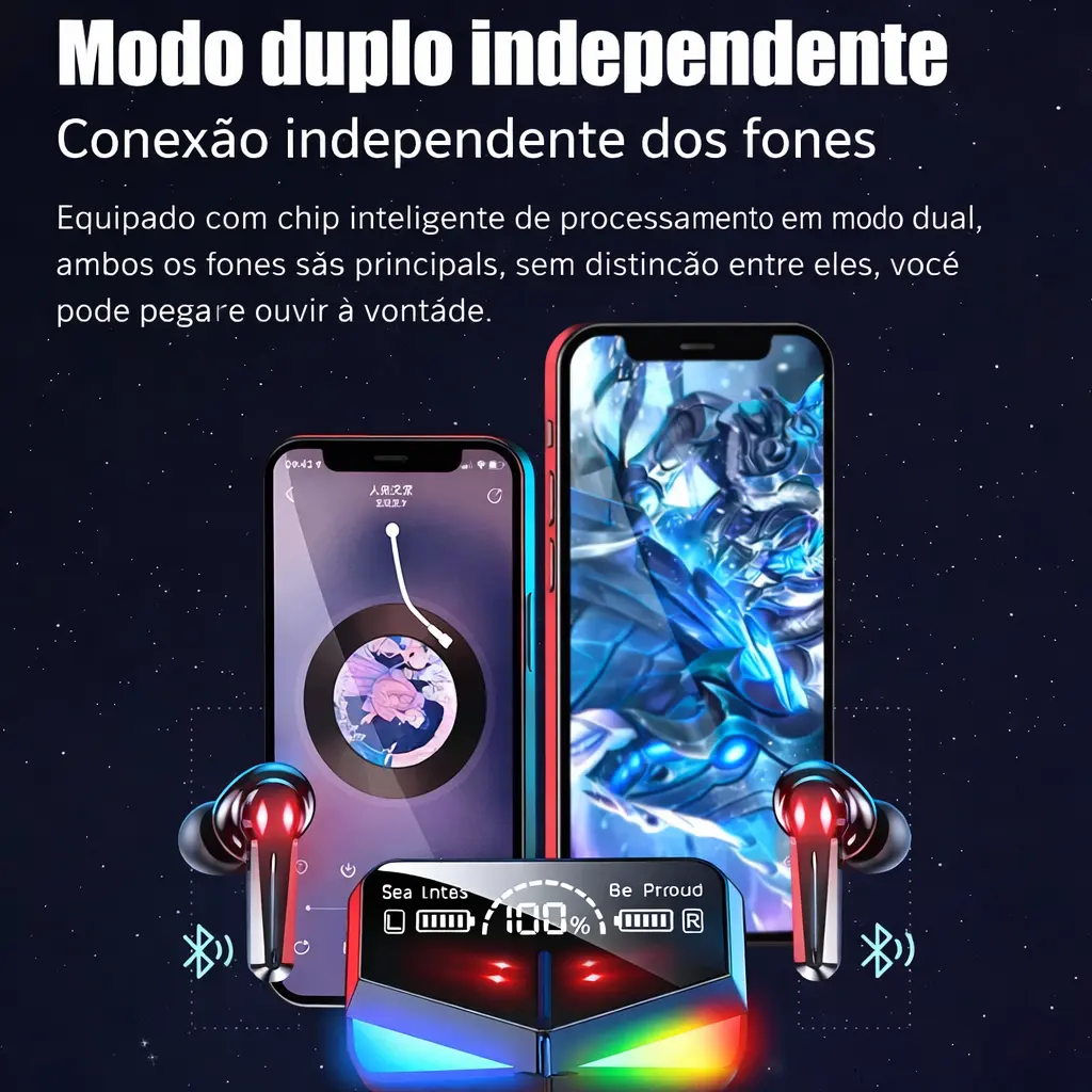 Fone Bluetooth Gamer em modo música