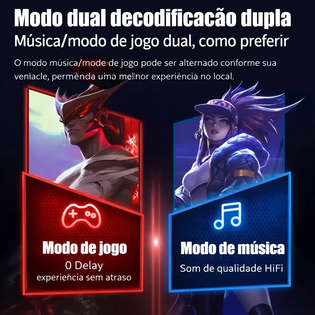 Fone Bluetooth Gamer em modo jogo